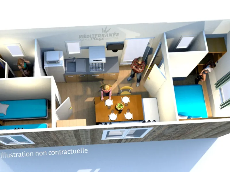 Plan Eco-cabanes 6 pers. 3 chambres