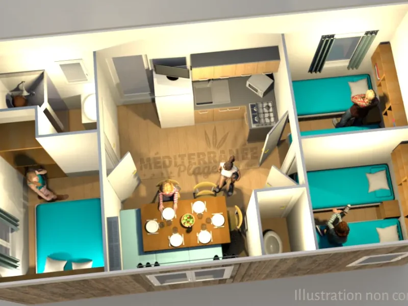 Plan Eco-cabanes 6 pers. 3 chambres