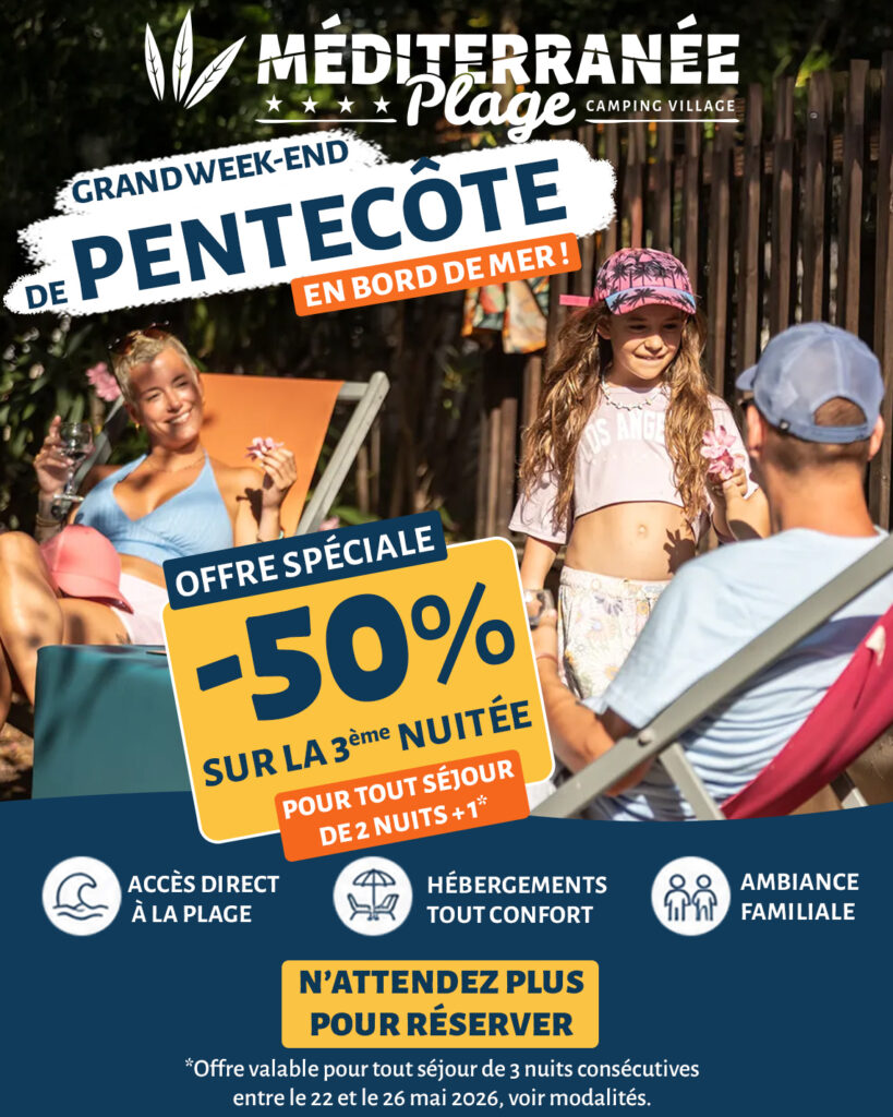 Offre camping plage Pentecôte moins 50 pourcent